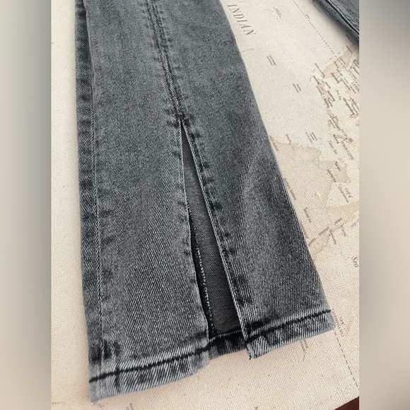 Cotton Citizen Vickie High-rise Split Front Hem Jeans Grey Black Denim Size 27 - Picture 6 of 14